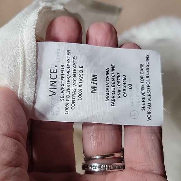 Vince Size M Ivory Lattice Overlay Silk Sleeveless Top, Exc. Used Condition - Picture 11 of 11